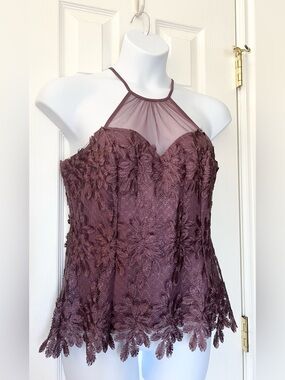 VENUS Plum Lace Halter Top - NWOT - Size 14